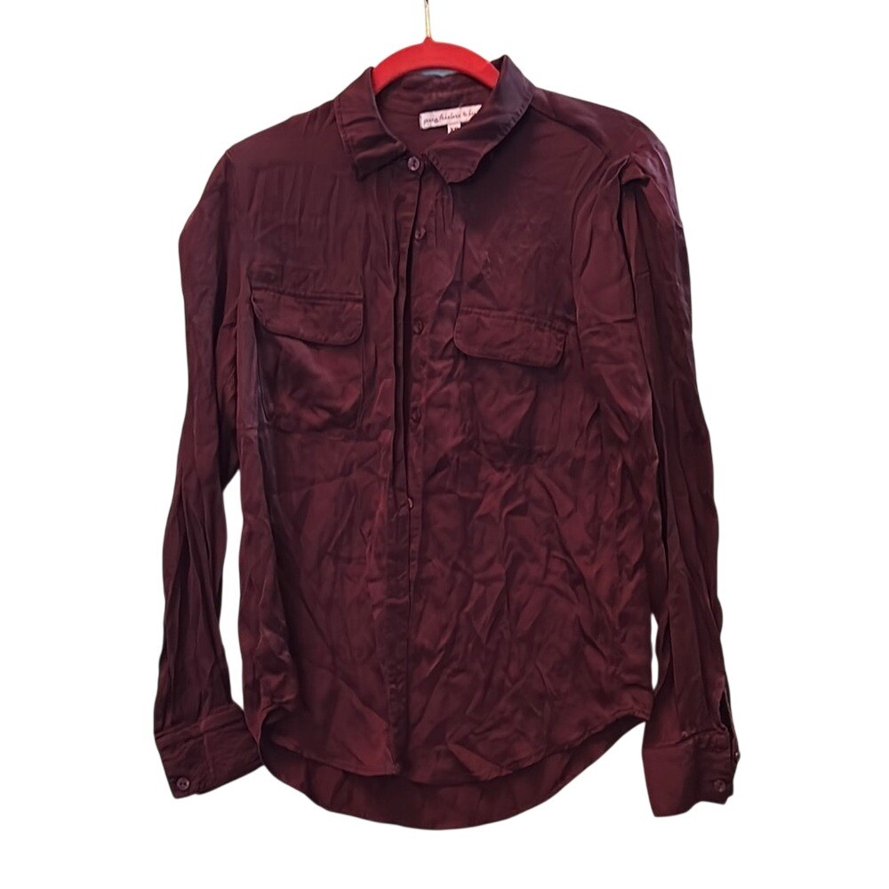 Young Fabulous & Broke Burgundy/Plum Button-Up Shirt‎ Size XS